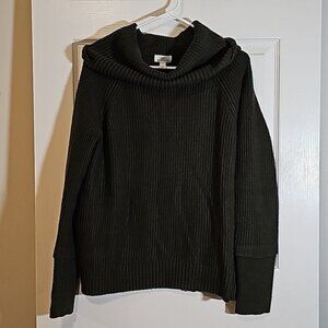Market & Spruce Turtleneck Sweater Green Heavy Knit Size M